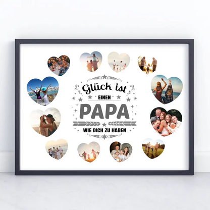 Personalisiertes Poster Glück ist Papa wie Du mit 12 Fotos