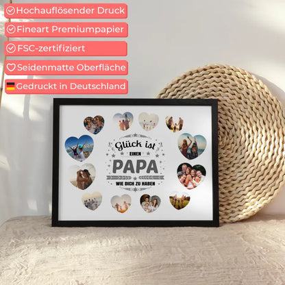 Personalisiertes Poster Glück ist Papa wie Du mit 12 Fotos