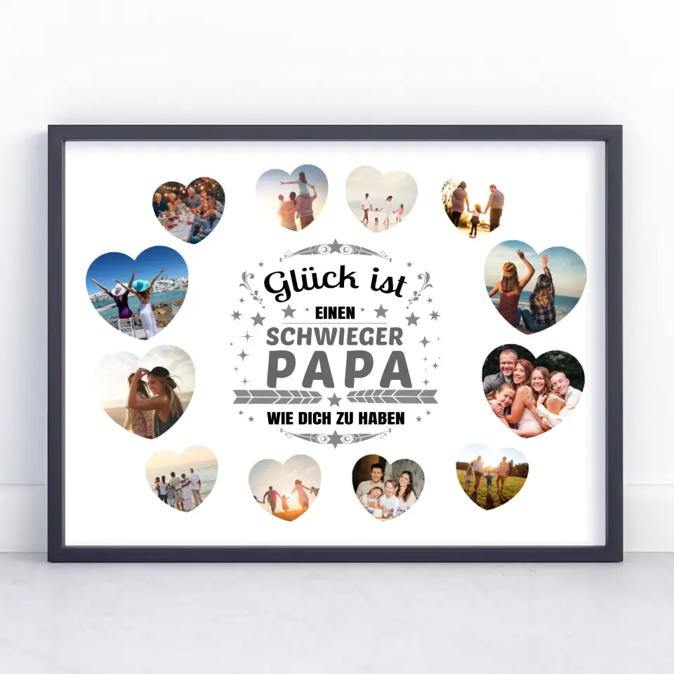 Poster Geschenk personalisiert Glück ist Schwiegerpapa wie Du mit 12 Fotos