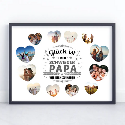 Poster Geschenk personalisiert Glück ist Schwiegerpapa wie Du mit 12 Fotos