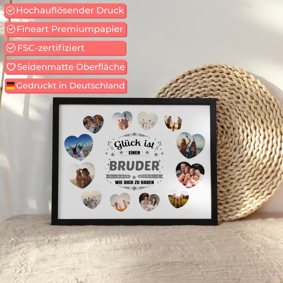 Individuelles Poster Glück ist Bruder wie Du mit 12 Fotos