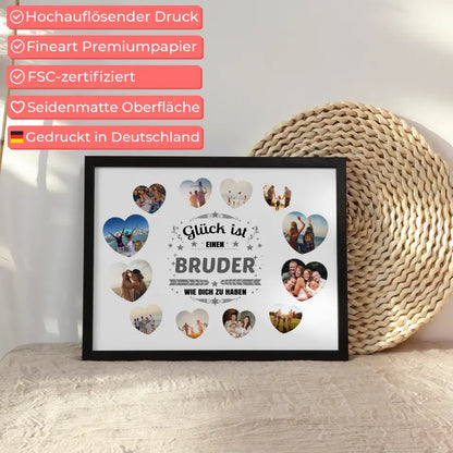 Individuelles Poster Glück ist Bruder wie Du mit 12 Fotos