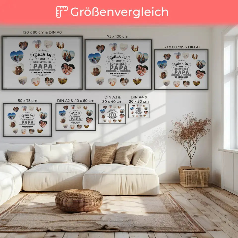 Poster Geschenk personalisiert Glück ist Schwiegerpapa wie Du mit 12 Fotos