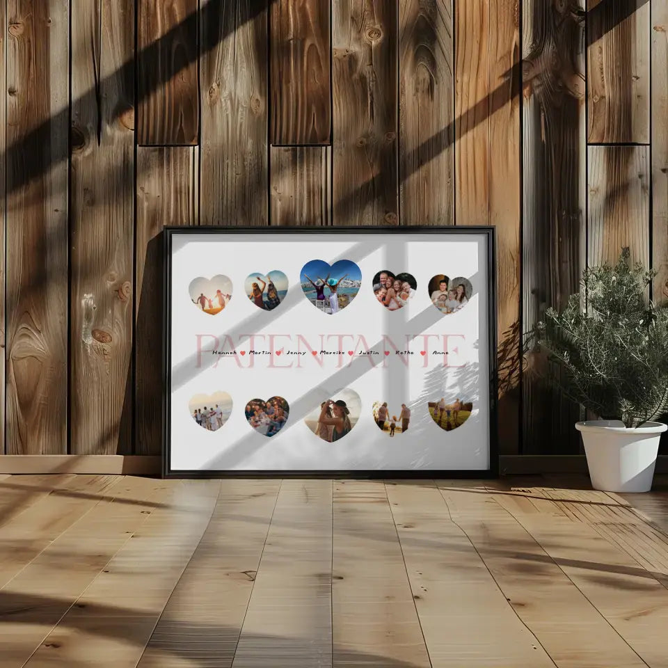 Geschenkposter personalisiert Patentante Geschenk Liebe mit Namen und Fotos