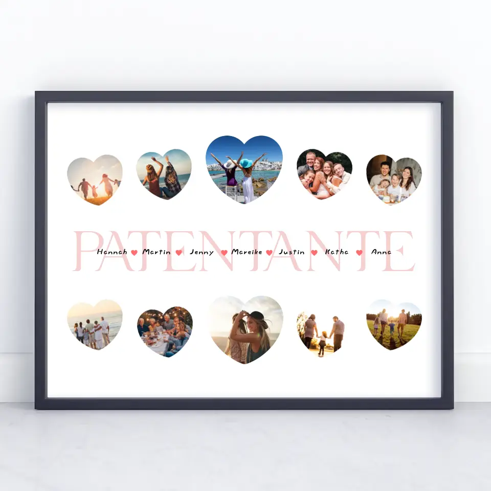 Geschenkposter personalisiert Patentante Geschenk Liebe mit Namen und Fotos