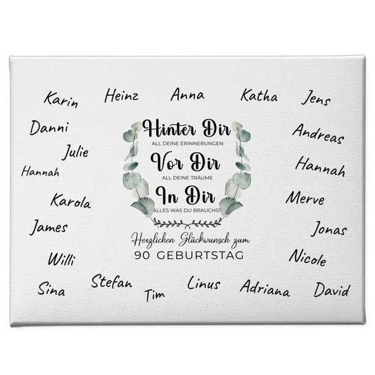 Personalisierte Leinwand 90 Geburtstag Deine Erinnerungen mit Unterschriften 1