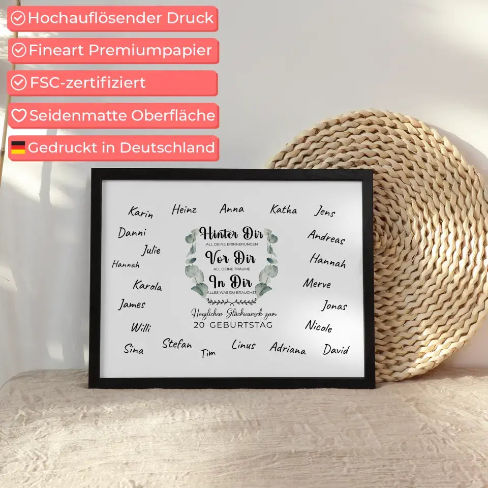 Eigenes Design Poster 20 Geburtstag Deine Erinnerungen mit Unterschriften