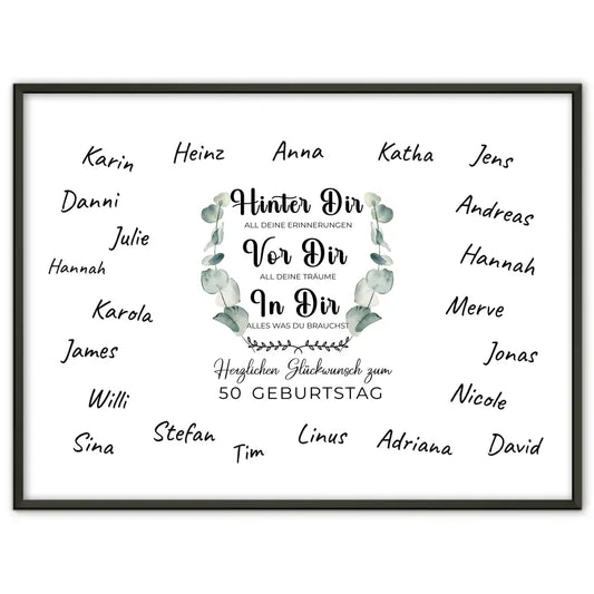 Personalisiertes Poster 50 Geburtstag Deine Erinnerungen mit Unterschriften