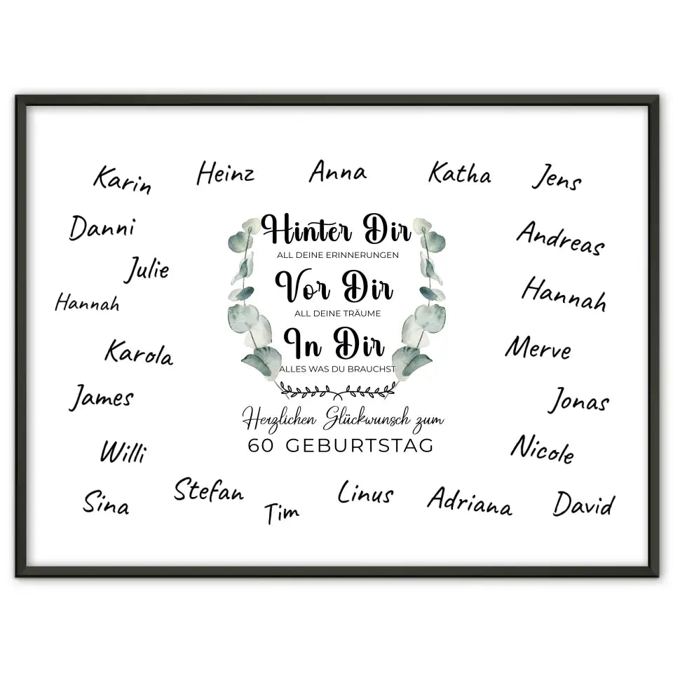 Individuelles Poster 60 Geburtstag Deine Erinnerungen mit Unterschriften