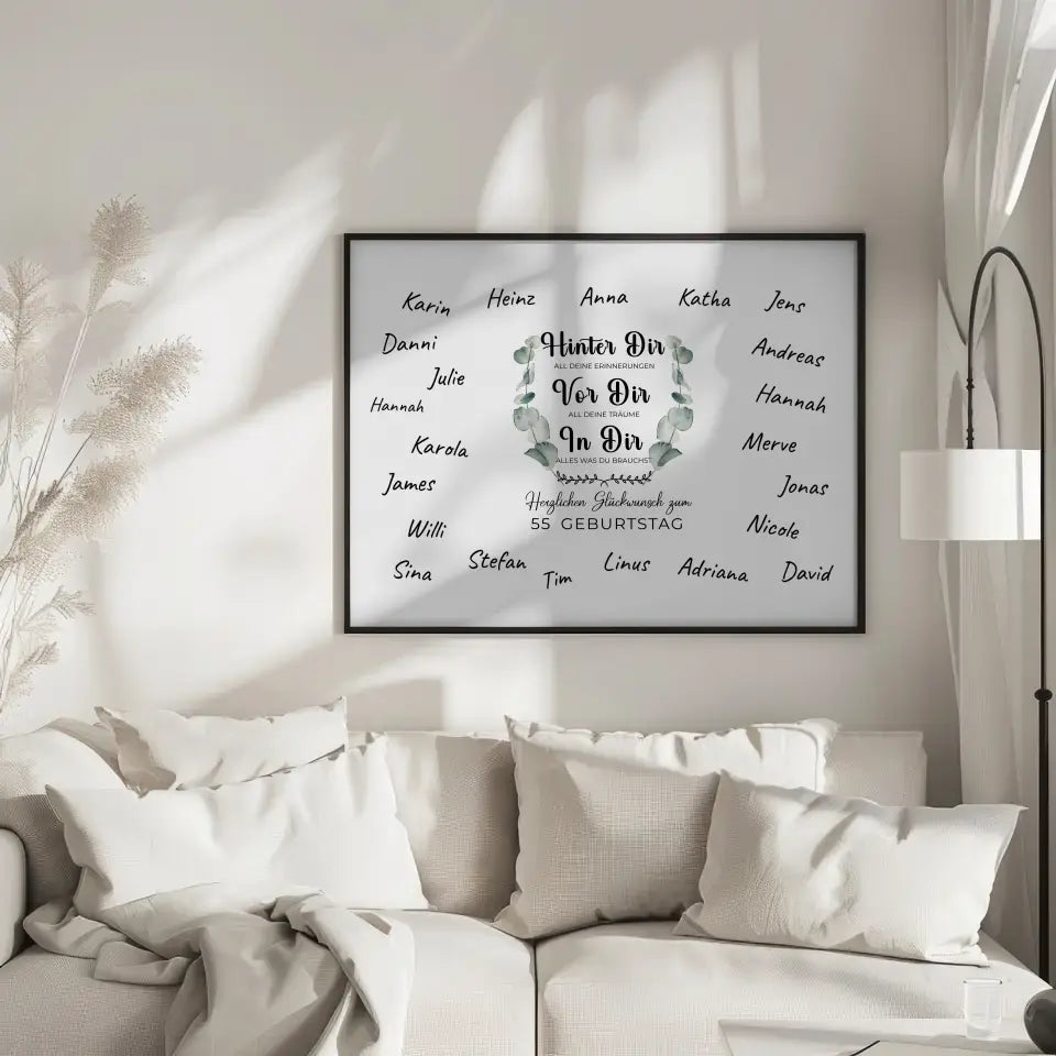Geburtstagsposter personalisiert 55 Geburtstag Hinter Dir mit Unterschriften