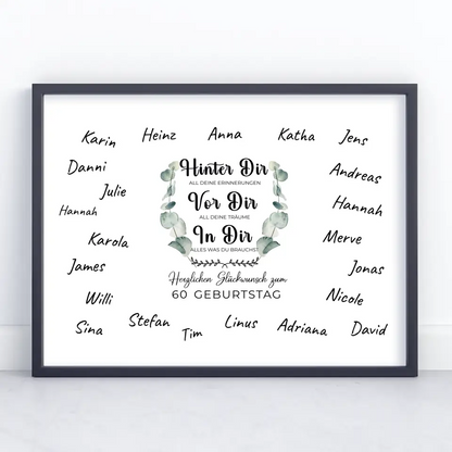 Individuelles Poster 60 Geburtstag Deine Erinnerungen mit Unterschriften