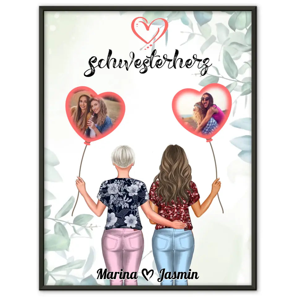 Personalisiertes Poster Schwester Schwesterherz mit Fotos