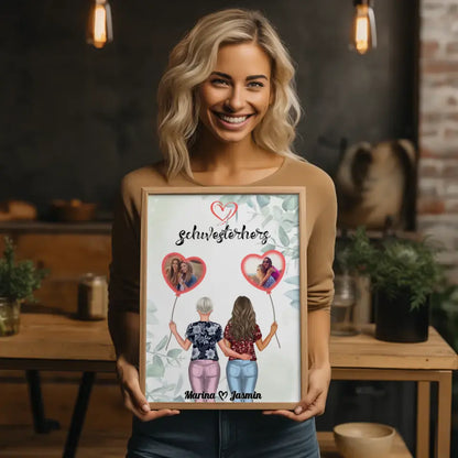 Personalisiertes Poster Schwester Schwesterherz mit Fotos