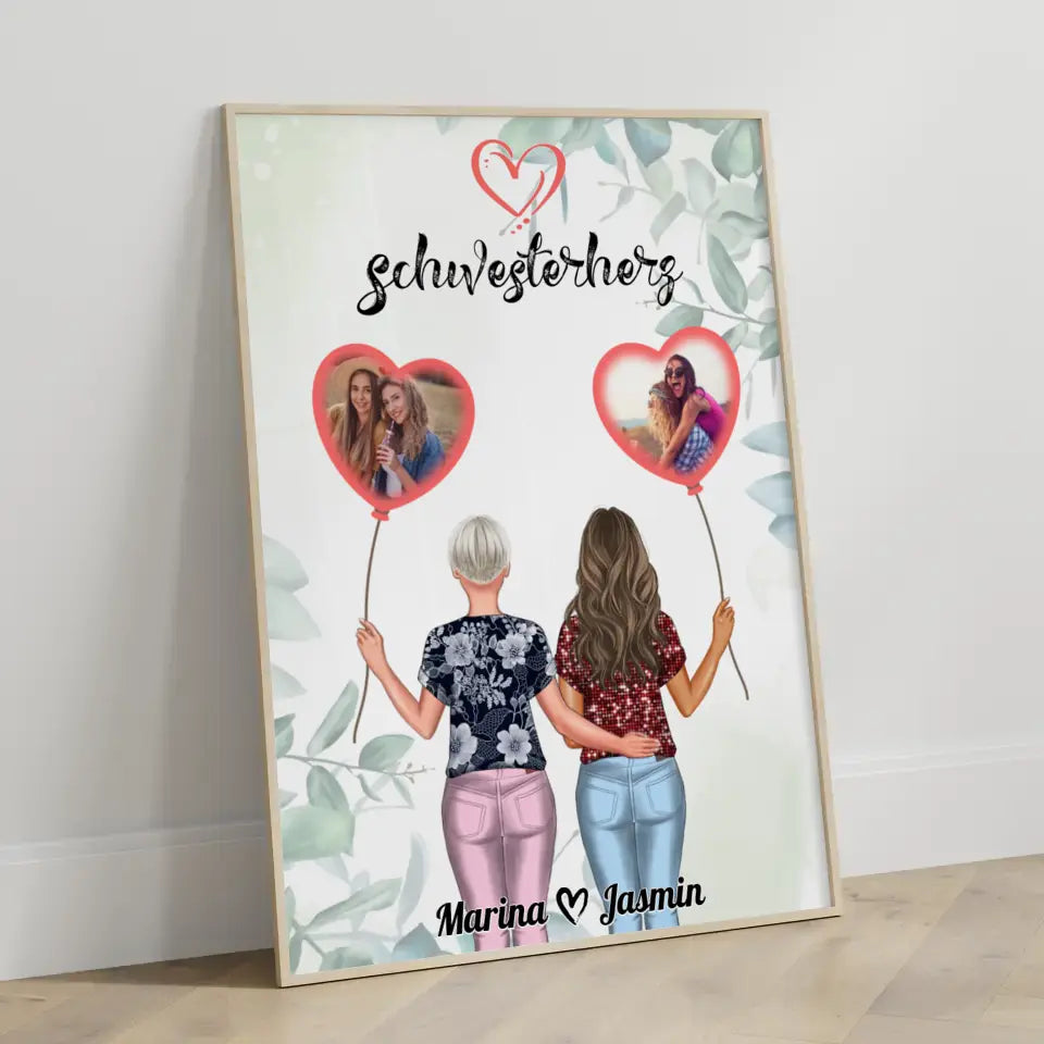 Personalisiertes Poster Schwester Schwesterherz mit Fotos