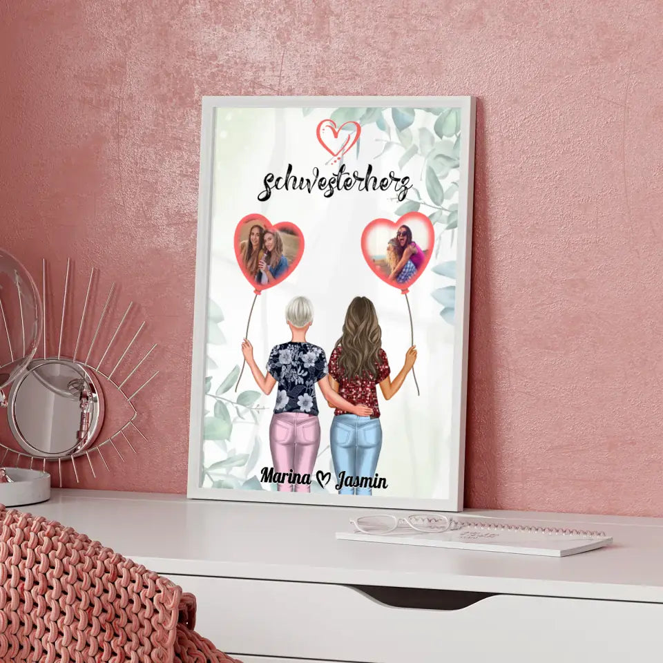 Personalisiertes Poster Schwester Schwesterherz mit Fotos