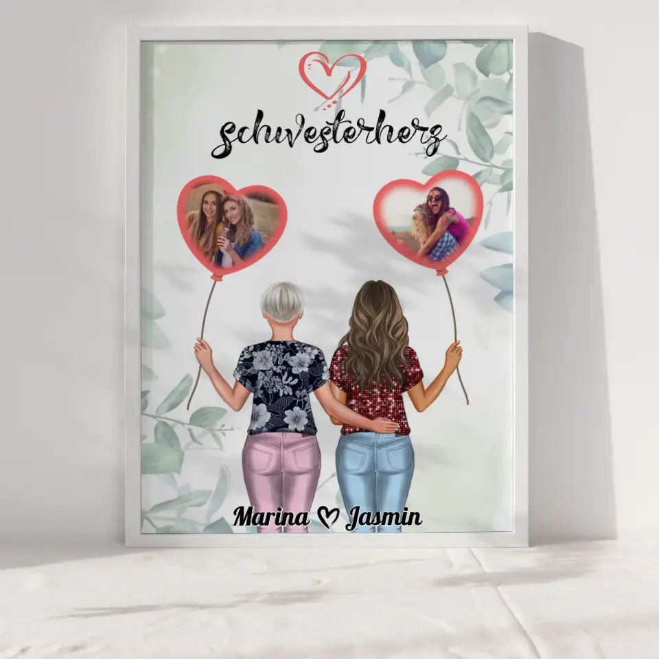 Personalisiertes Poster Schwester Schwesterherz mit Fotos