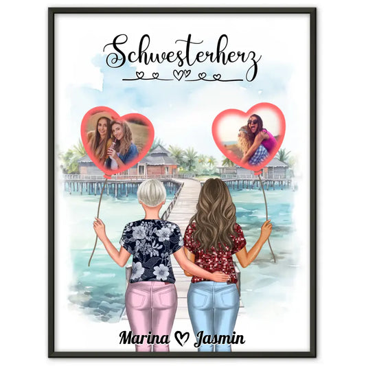 Poster Schwester Personalisiert Schwesterherz mit Fotos