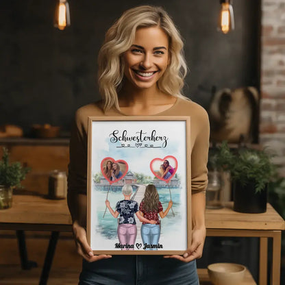 Poster Schwester Personalisiert Schwesterherz mit Fotos