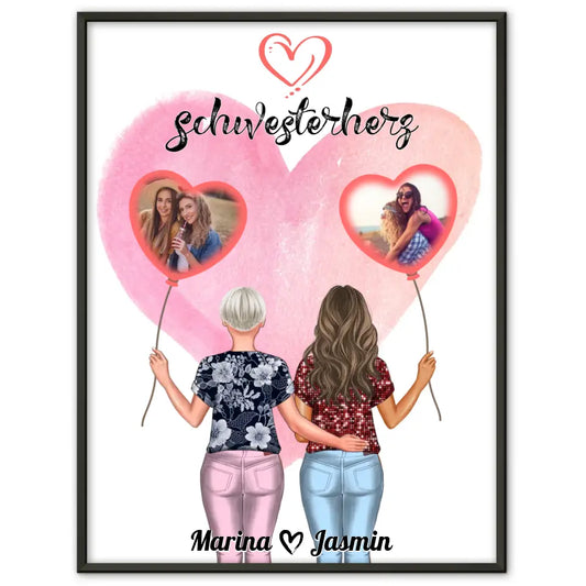 Poster Schwester Personalisiert Schwesterherz mit Fotos & Wunschtext