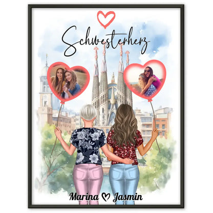 Schwester Poster Personalisiert Schwesterherz mit Fotos