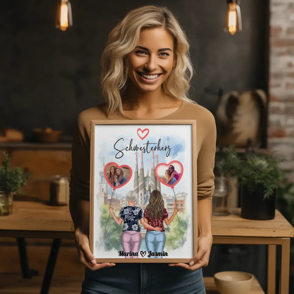 Schwester Poster Personalisiert Schwesterherz mit Fotos