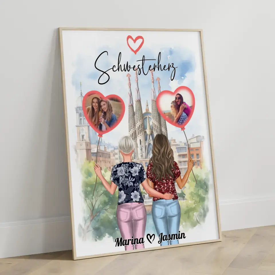 Schwester Poster Personalisiert Schwesterherz mit Fotos