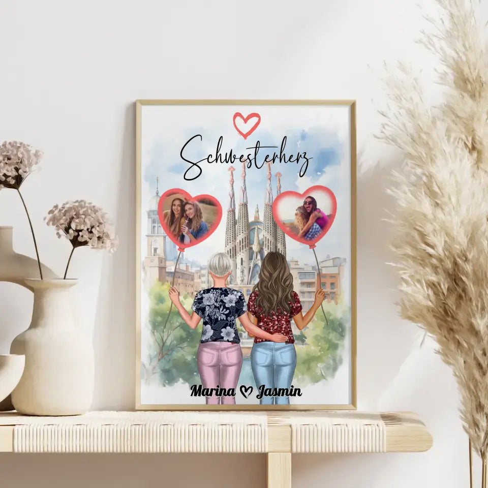 Schwester Poster Personalisiert Schwesterherz mit Fotos