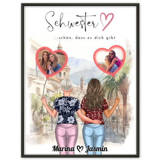 Schwester Poster Personalisiert Schwesterherz Schön Dass Du Da Bist