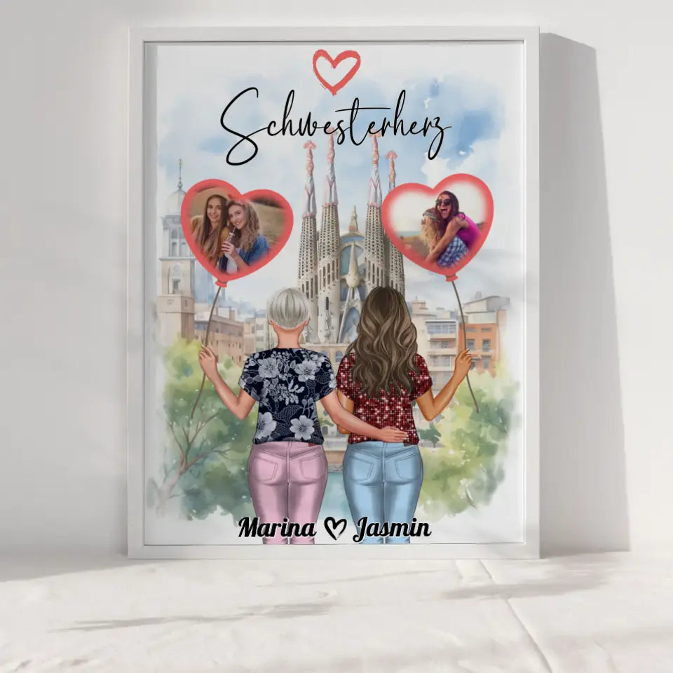 Schwester Poster Personalisiert Schwesterherz mit Fotos