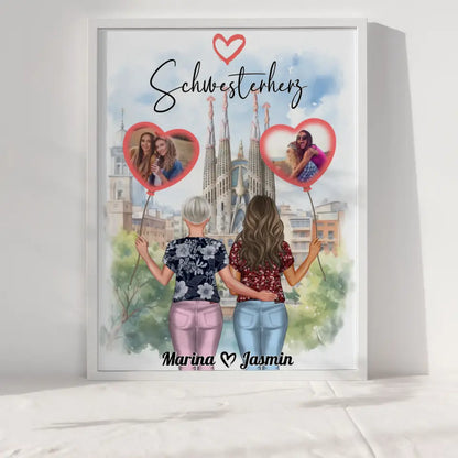 Schwester Poster Personalisiert Schwesterherz mit Fotos