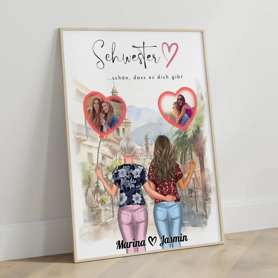 Schwester Poster Personalisiert Schwesterherz Schön Dass Du Da Bist