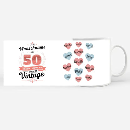 Personalisierte Tasse 50 Geburtstag Vintage für Tante und Mama