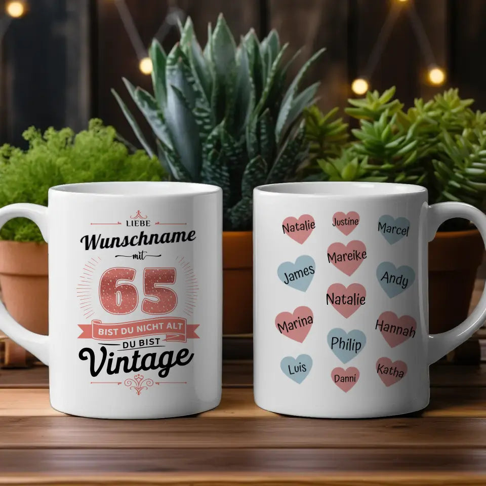 Tasse personalisiert 65 Geburtstag Nicht alt sondern Vintage für Mama und Tante