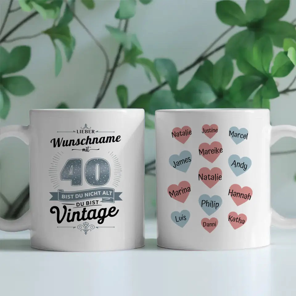 Personalisierte Tasse 40 Geburtstag Du bist Vintage für Papa und Bruder