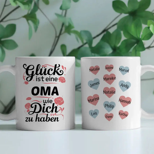 Personalisierte Tasse Geschenk für Oma Rosen