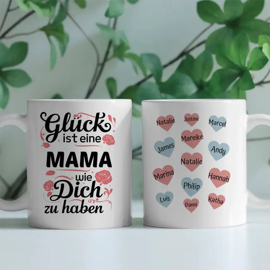 Tassen Geschenk Personalisiert Glück ist eine Mama Rosen