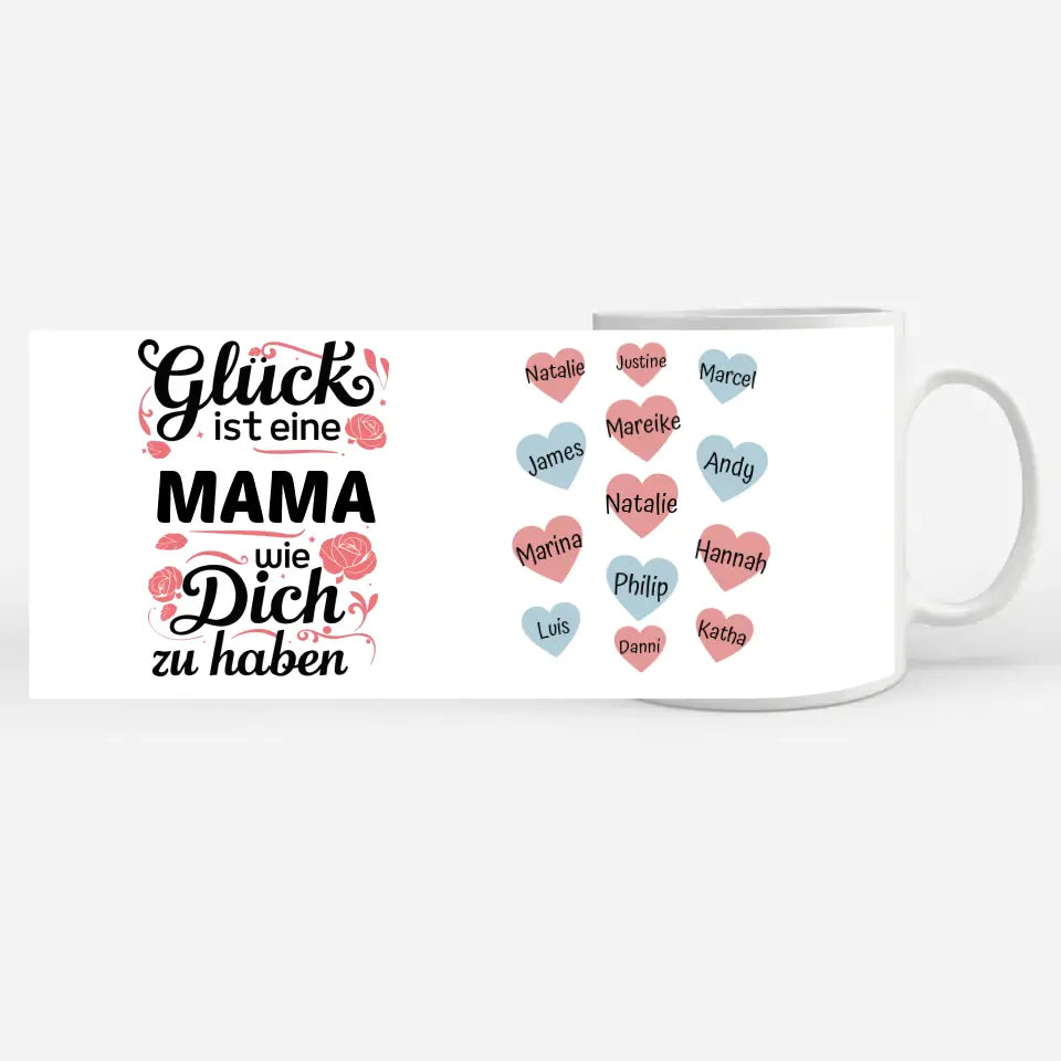 Tassen Geschenk Personalisiert Glück ist eine Mama Rosen