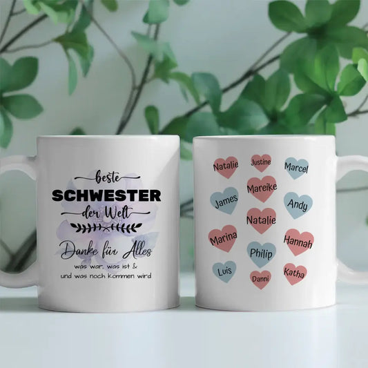 Personalisierte Tasse Danke Schwester
