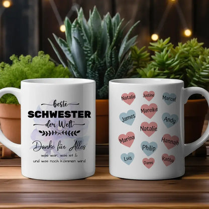 Personalisierte Tasse Danke Schwester