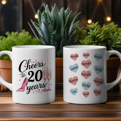 Personalisierte Tasse Cheers To 20 Years Geburtstag für Freundin mit Namen