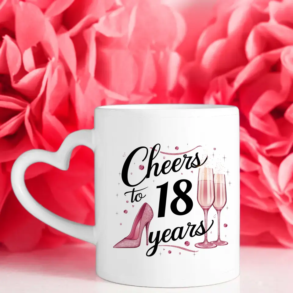 Tasse personalisiert Cheers To 18 Years Geburtstag für Schwester mit Namen