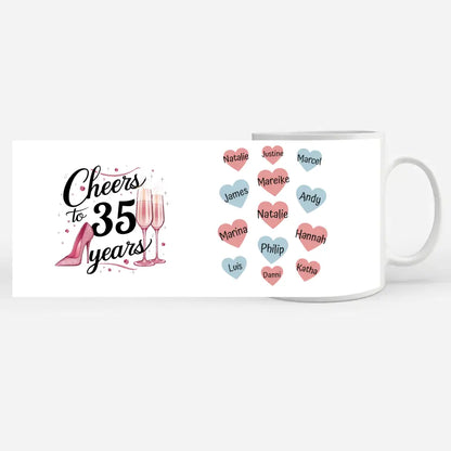 Tasse personalisiert Cheers To 35 Years Geburtstag für Patentante mit Namen