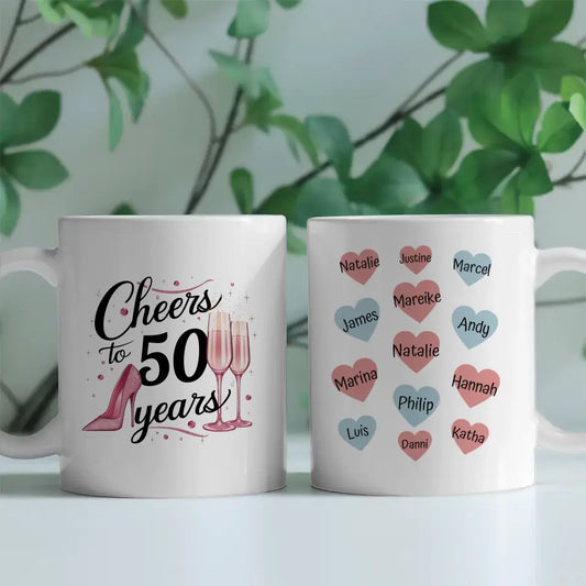 Geschenk Tasse Cheers To 50 Years Geburtstag für Mama mit Namen