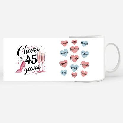 Tassen Geschenk Personalisiert Cheers To 45 Years Geburtstag für Mama