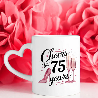 Tasse personalisiert Cheers To 75 Years Geburtstag für Oma mit Namen