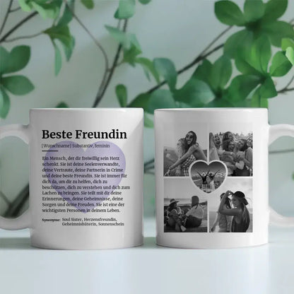 Tasse personalisiert Definition Beste Freundin Mit Name und 5 Fotos