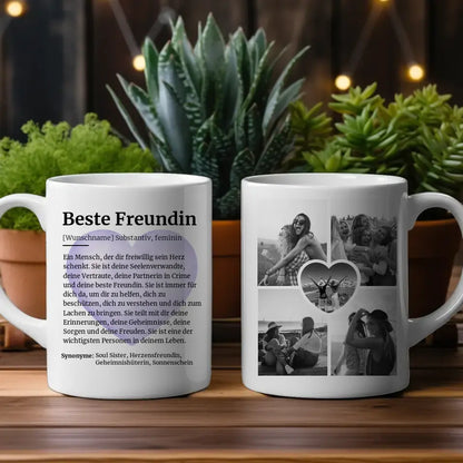 Tasse personalisiert Definition Beste Freundin Mit Name und 5 Fotos