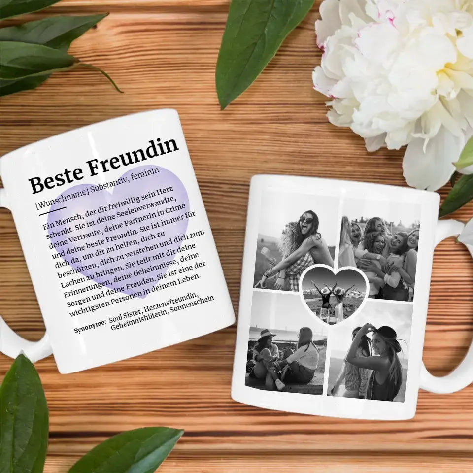 Tasse personalisiert Definition Beste Freundin Mit Name und 5 Fotos