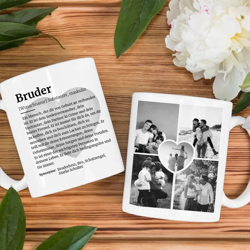 Personalisierte Tasse Bruder Definition Mit Name und 5 Fotos