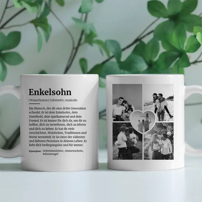 Geschenk Tasse Enkelsohn Schöne Definition Mit Name und 5 Fotos